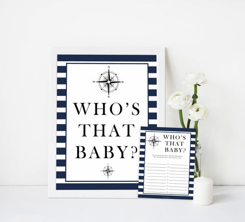 Whos that baby game, guess the baby picture games, Printable baby shower games, nautical baby shower games, nautical baby games, fun baby shower games, top baby shower ideas