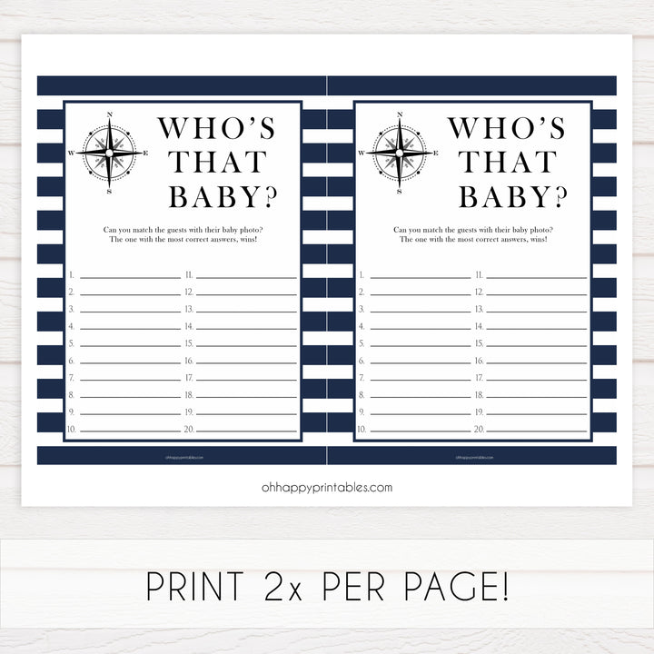 Whos that baby game, guess the baby picture games, Printable baby shower games, nautical baby shower games, nautical baby games, fun baby shower games, top baby shower ideas