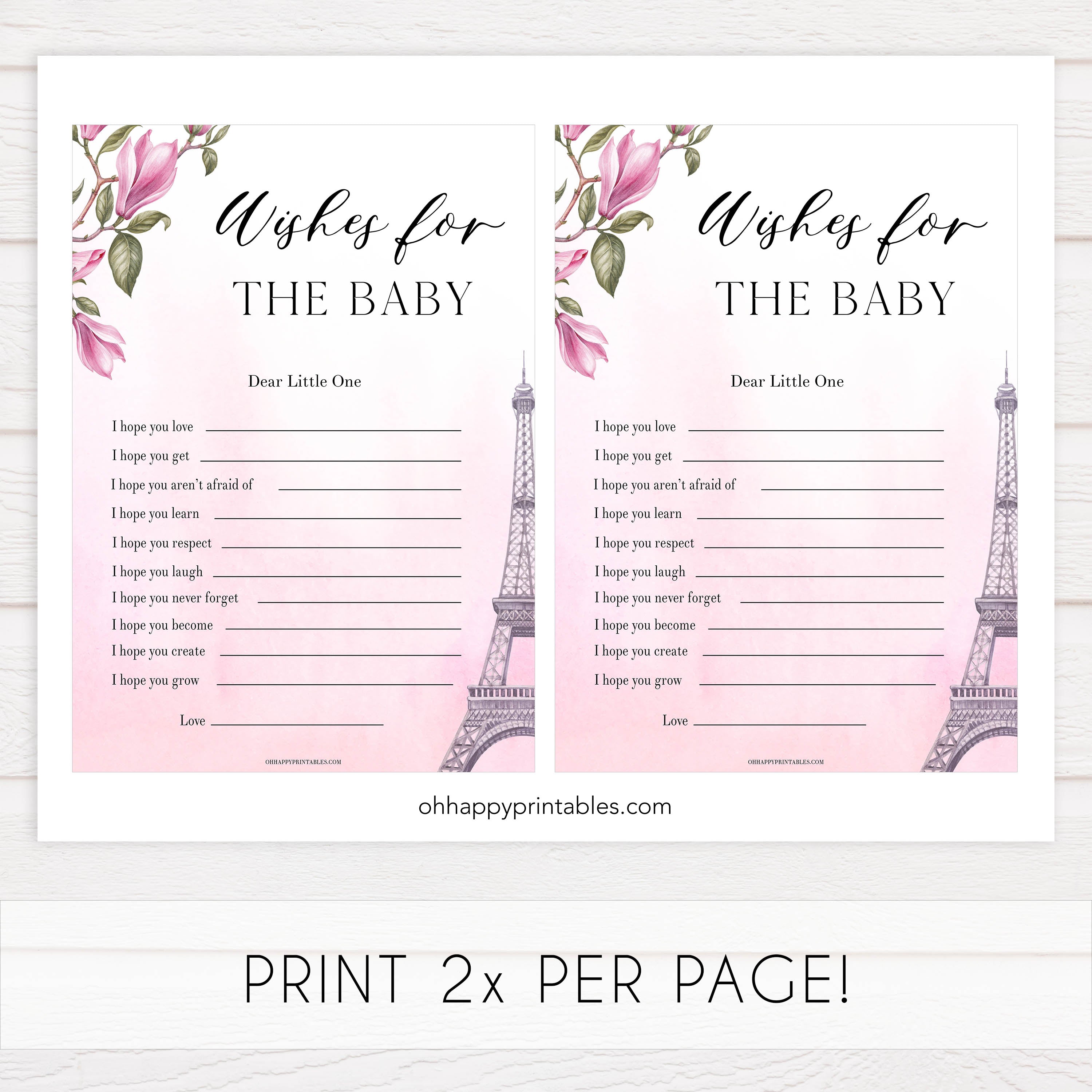 wishes for the baby keepsake, Paris baby shower games, printable baby shower games, Parisian baby shower games, fun baby shower games