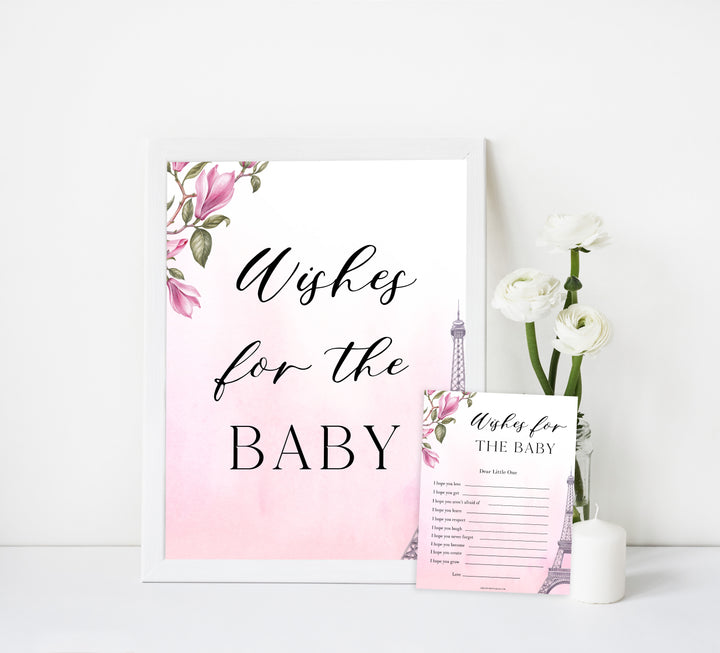 wishes for the baby keepsake, Paris baby shower games, printable baby shower games, Parisian baby shower games, fun baby shower games