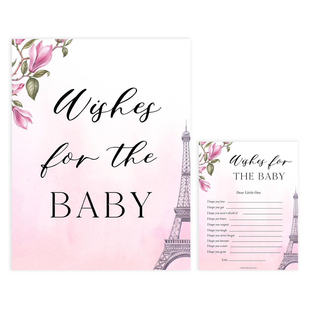 wishes for the baby keepsake, Paris baby shower games, printable baby shower games, Parisian baby shower games, fun baby shower games