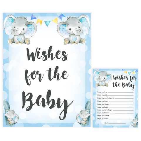 Blue elephant baby games, wishes for the baby, elephant baby games, printable baby games, top baby games, best baby shower games, baby shower ideas, fun baby games, elephant baby shower