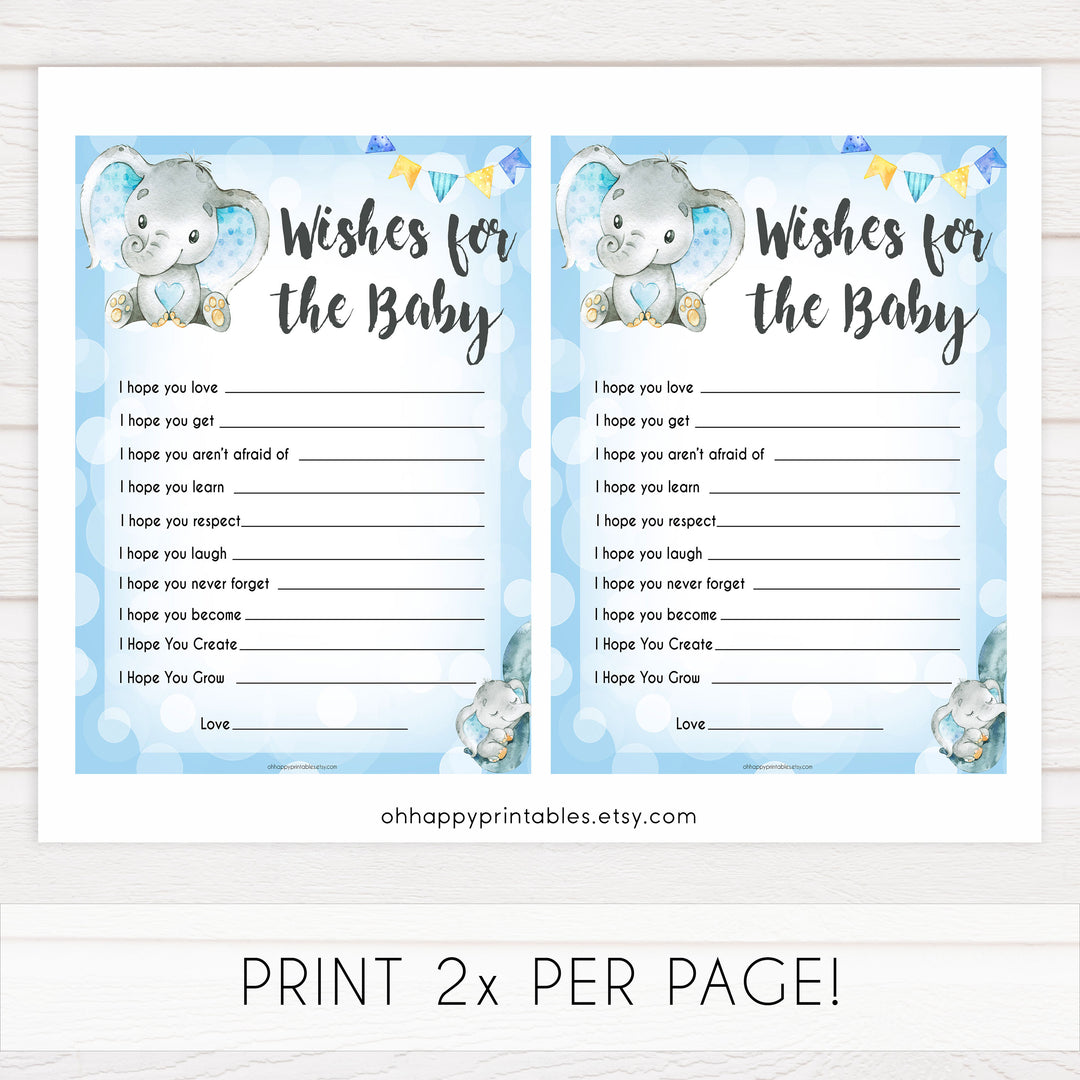 Blue elephant baby games, wishes for the baby, elephant baby games, printable baby games, top baby games, best baby shower games, baby shower ideas, fun baby games, elephant baby shower