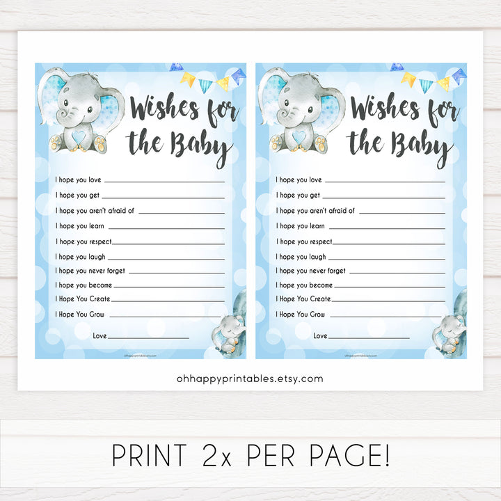 Blue elephant baby games, wishes for the baby, elephant baby games, printable baby games, top baby games, best baby shower games, baby shower ideas, fun baby games, elephant baby shower