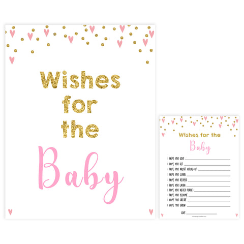 Small pink hearts baby game, wishes for the baby game, fun baby games, top baby games, printable baby games, girl baby games, pink baby shower, 10 best baby games