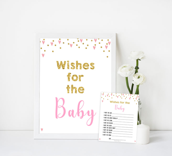 Small pink hearts baby game, wishes for the baby game, fun baby games, top baby games, printable baby games, girl baby games, pink baby shower, 10 best baby games