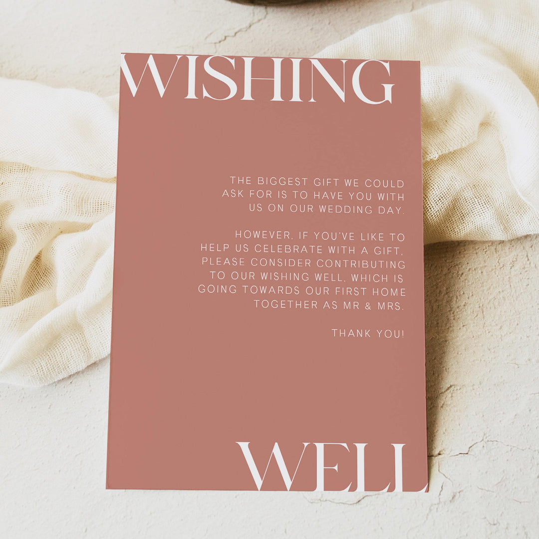 editable wishing well card, printable wishing well card, dusty rose wedding invitation suite, editable wedding stationery, printable wedding stationery, modern wedding items, wedding save the dates