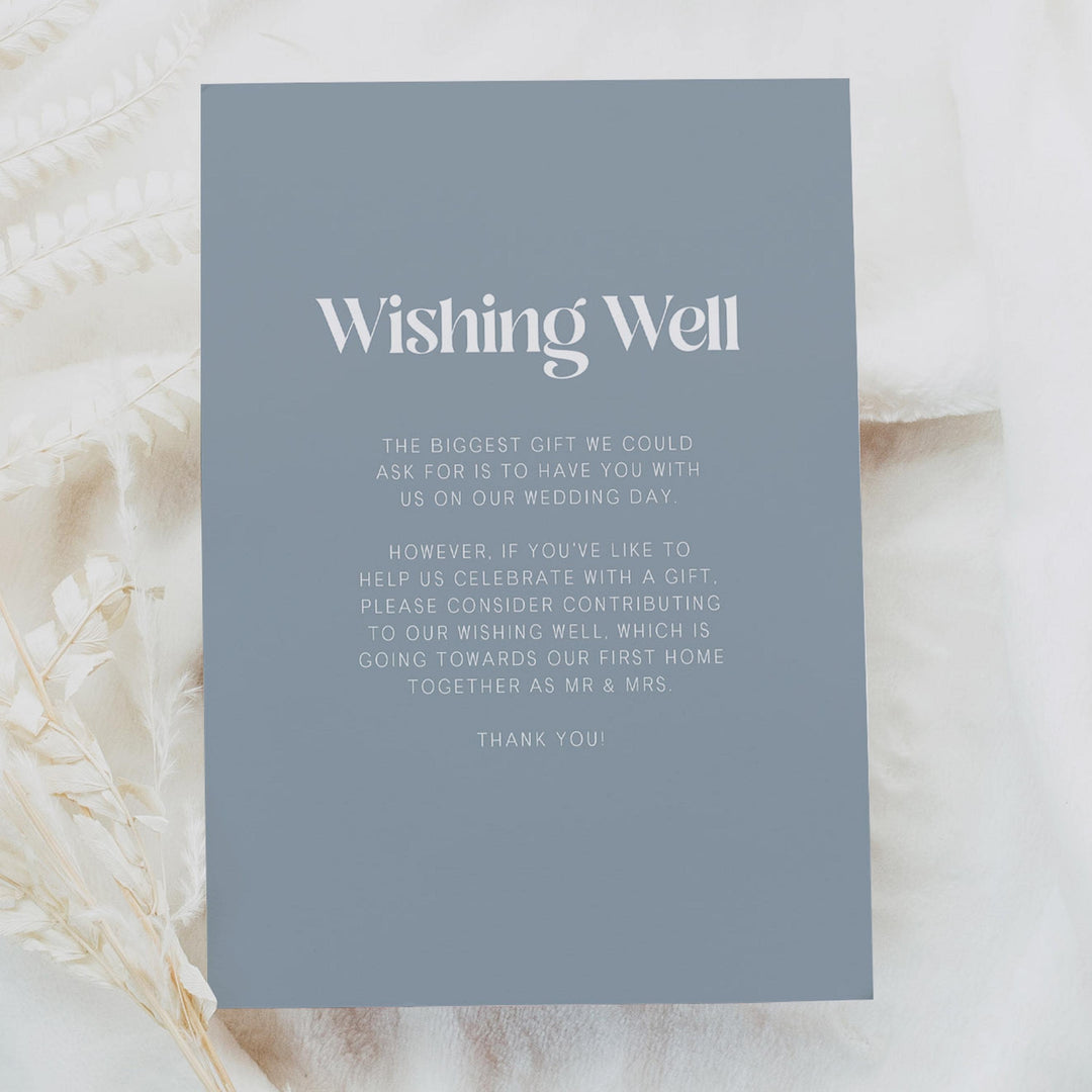 editable wishing well card, printable wishing well card, modern wedding invitation suite, editable wedding stationery, printable wedding stationery, modern wedding items, wedding save the dates