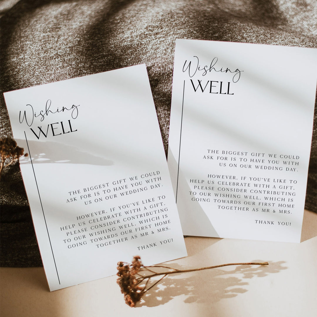 editable wishing well card, modern wedding invitation suite, editable wedding stationery, printable wedding stationery, modern wedding items, wedding save the dates