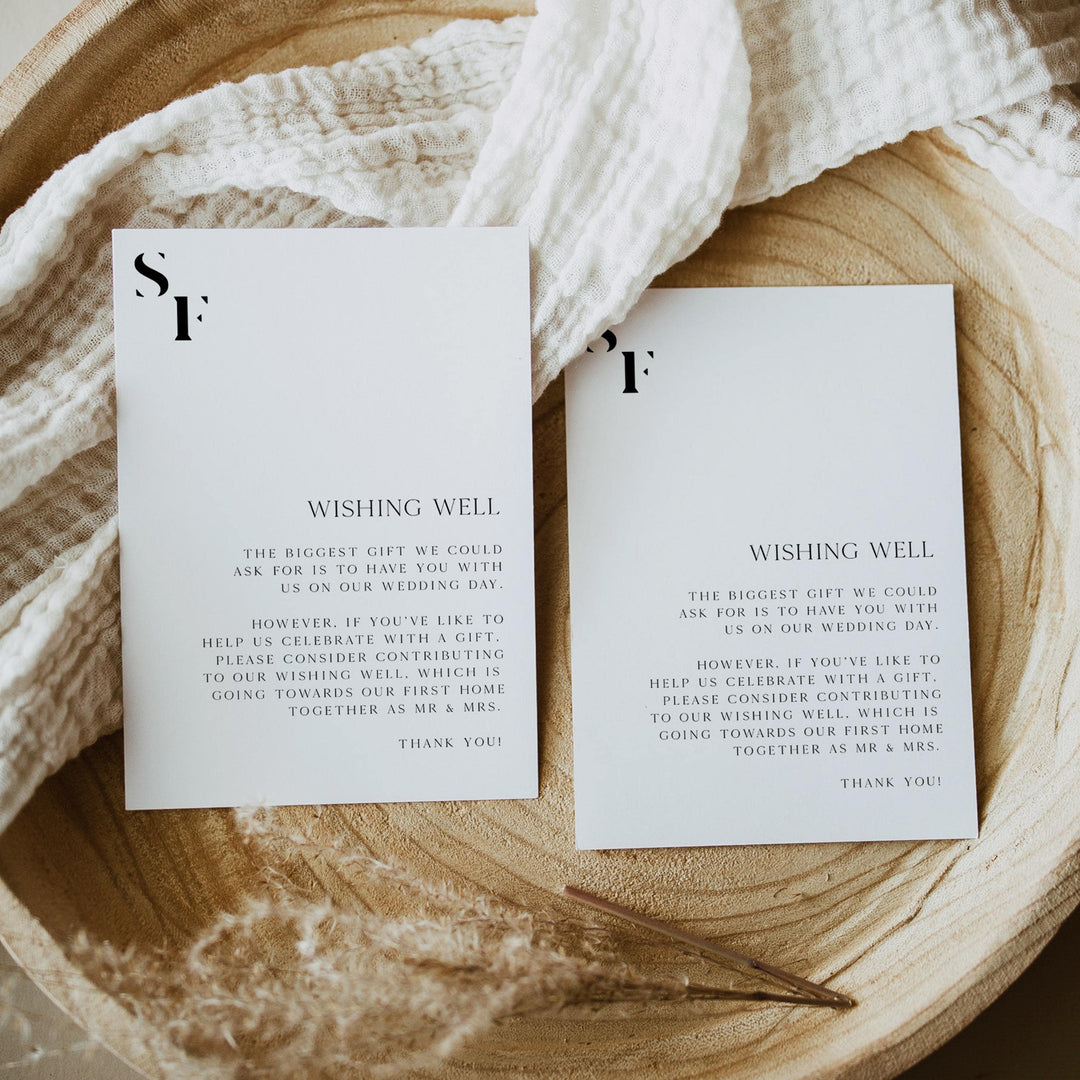 editable wishing well card, printable wishing well card, editable wedding invitation suite, editable wedding stationery, printable wedding stationery, modern wedding items, wedding save the dates