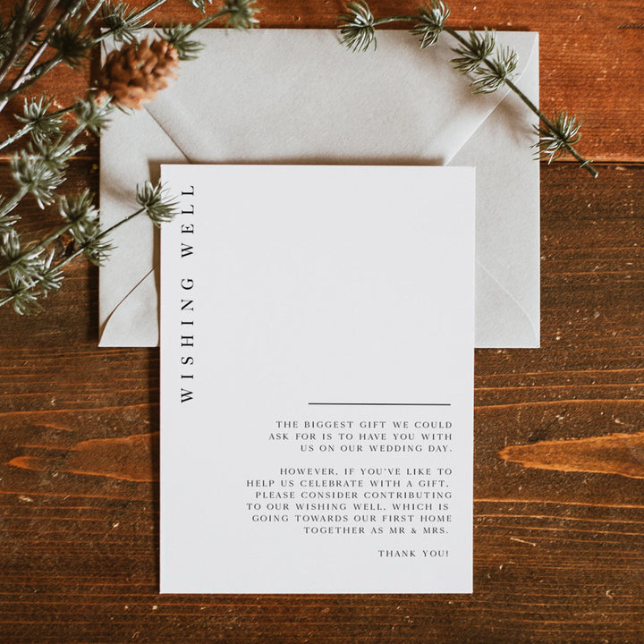 editable wishing well card, printable wishing well card, editable wedding invitation suite, editable wedding stationery, printable wedding stationery, modern wedding items, wedding save the dates