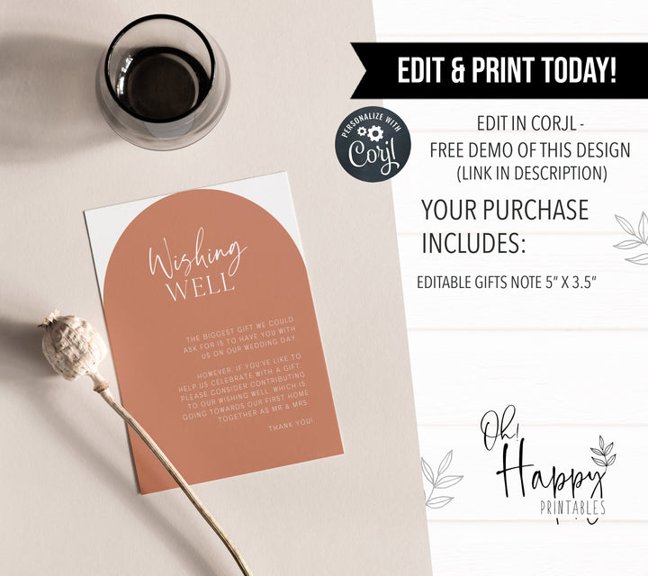 editable wishing well card, modern wedding invitation suite, editable wedding stationery, printable wedding stationery, modern wedding items, wedding save the dates