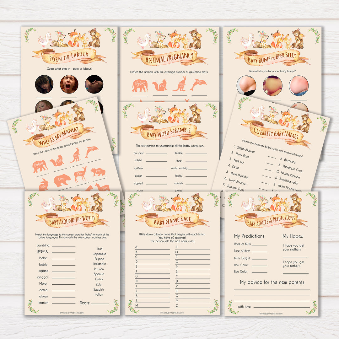 Woodland animals 9 best baby shower games, baby shower games, baby shower ideas, woodland animals