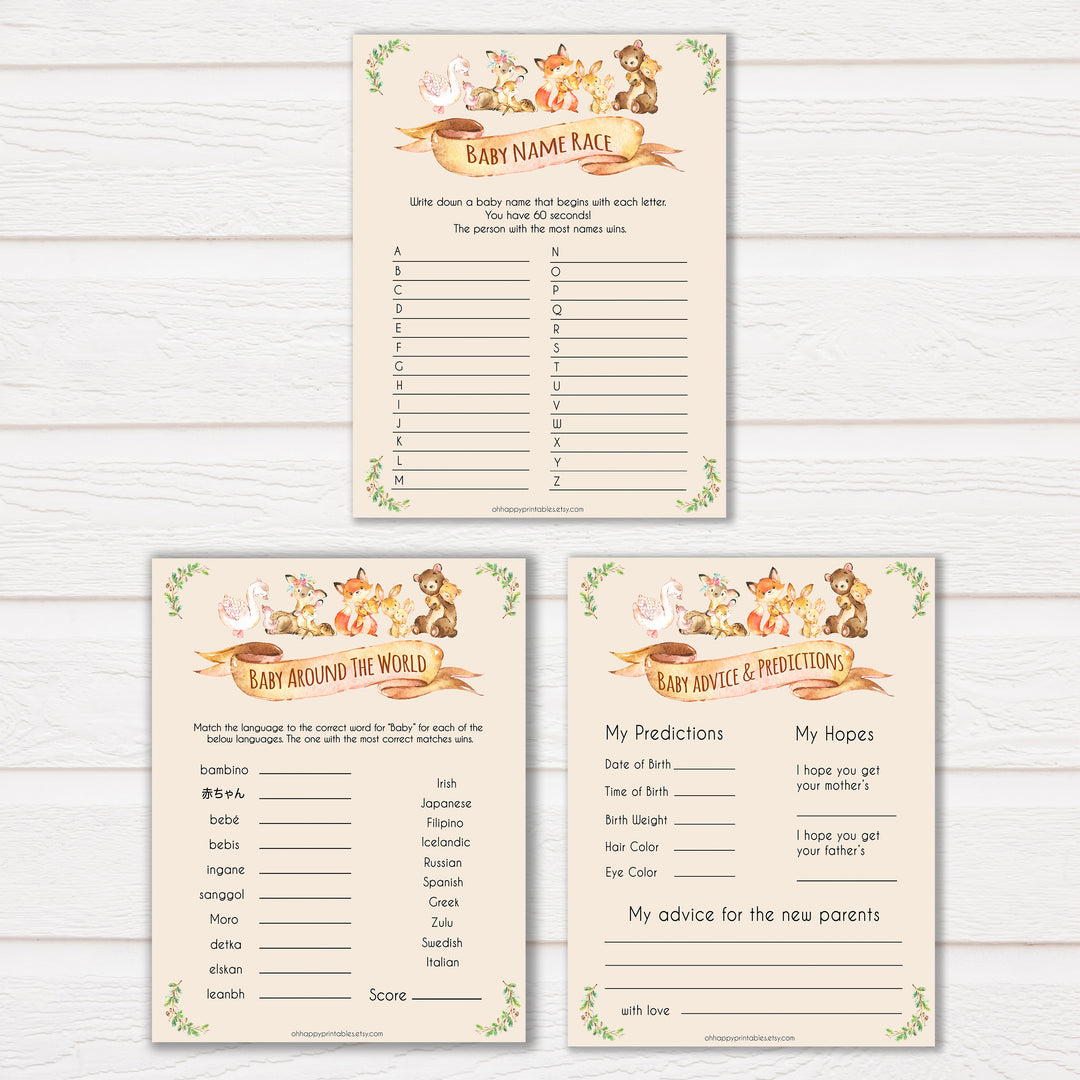 Woodland animals 9 best baby shower games, baby shower games, baby shower ideas, woodland animals