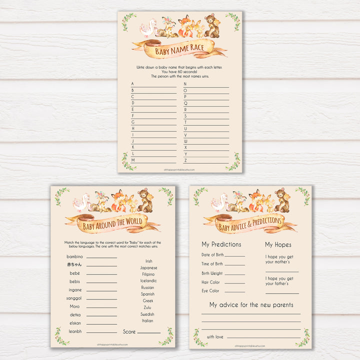 Woodland animals 9 best baby shower games, baby shower games, baby shower ideas, woodland animals