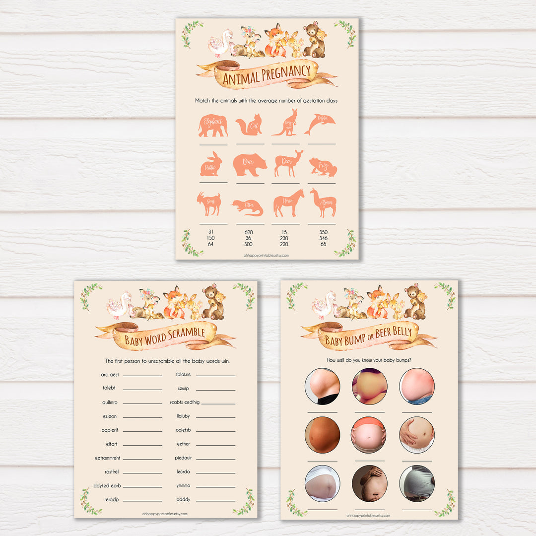 Woodland animals 9 best baby shower games, baby shower games, baby shower ideas, woodland animals