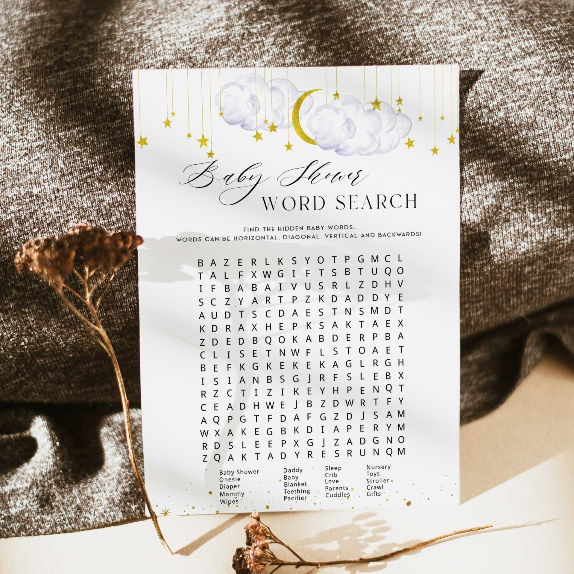 Fully editable and printable baby shower advice for mommy game with a little star design. Perfect for a Twinkle Little Star baby shower themed party