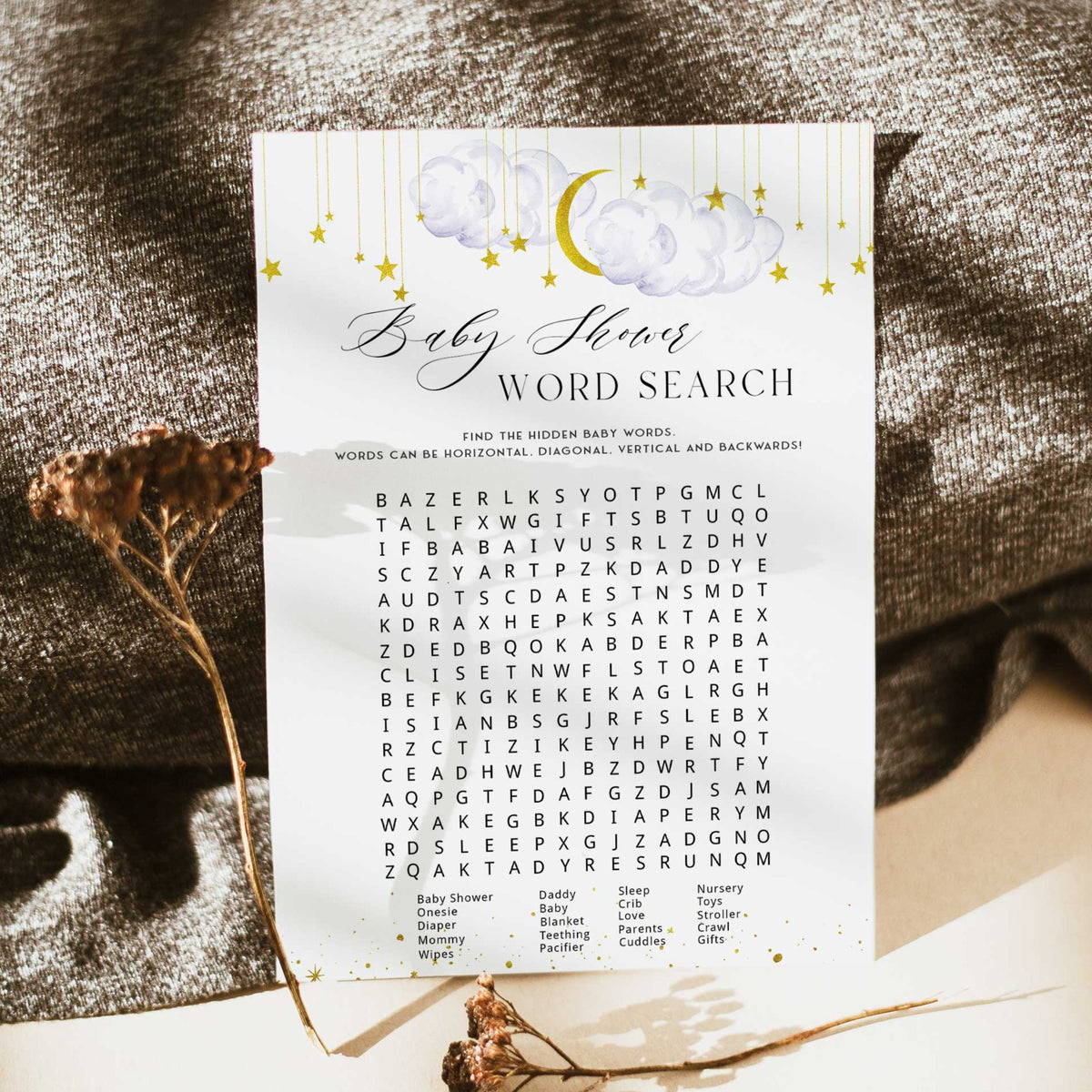 Fully editable and printable baby shower advice for mommy game with a little star design. Perfect for a Twinkle Little Star baby shower themed party