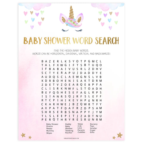 baby shower word search game, Printable baby shower games, unicorn baby games, baby shower games, fun baby shower ideas, top baby shower ideas, unicorn baby shower, baby shower games, fun unicorn baby shower ideas