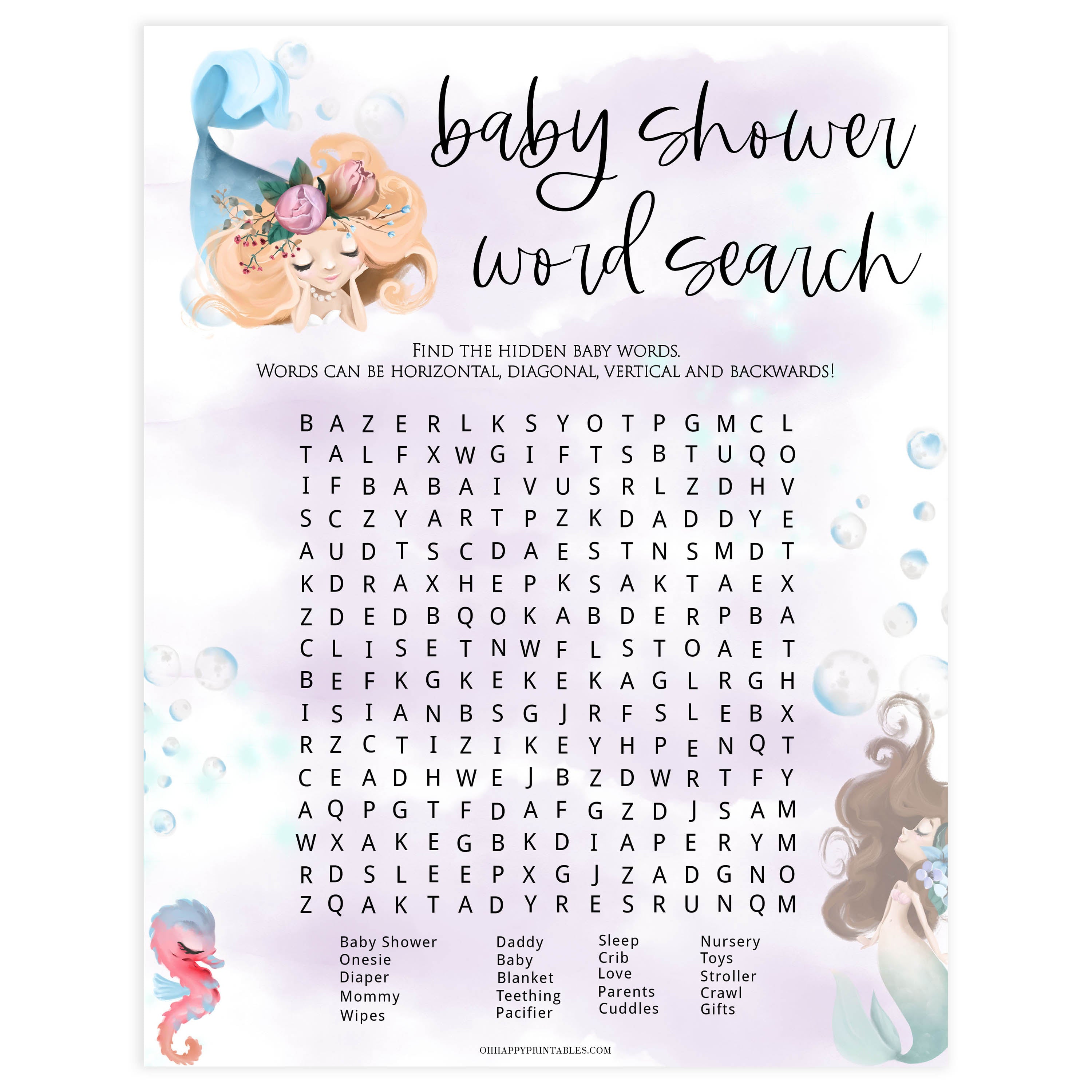 baby shower word search game, Printable baby shower games, little mermaid baby games, baby shower games, fun baby shower ideas, top baby shower ideas, little mermaid baby shower, baby shower games, pink hearts baby shower ideas