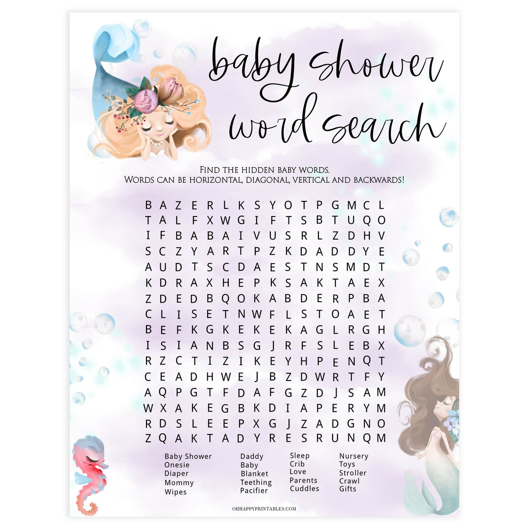 baby shower word search game, Printable baby shower games, little mermaid baby games, baby shower games, fun baby shower ideas, top baby shower ideas, little mermaid baby shower, baby shower games, pink hearts baby shower ideas