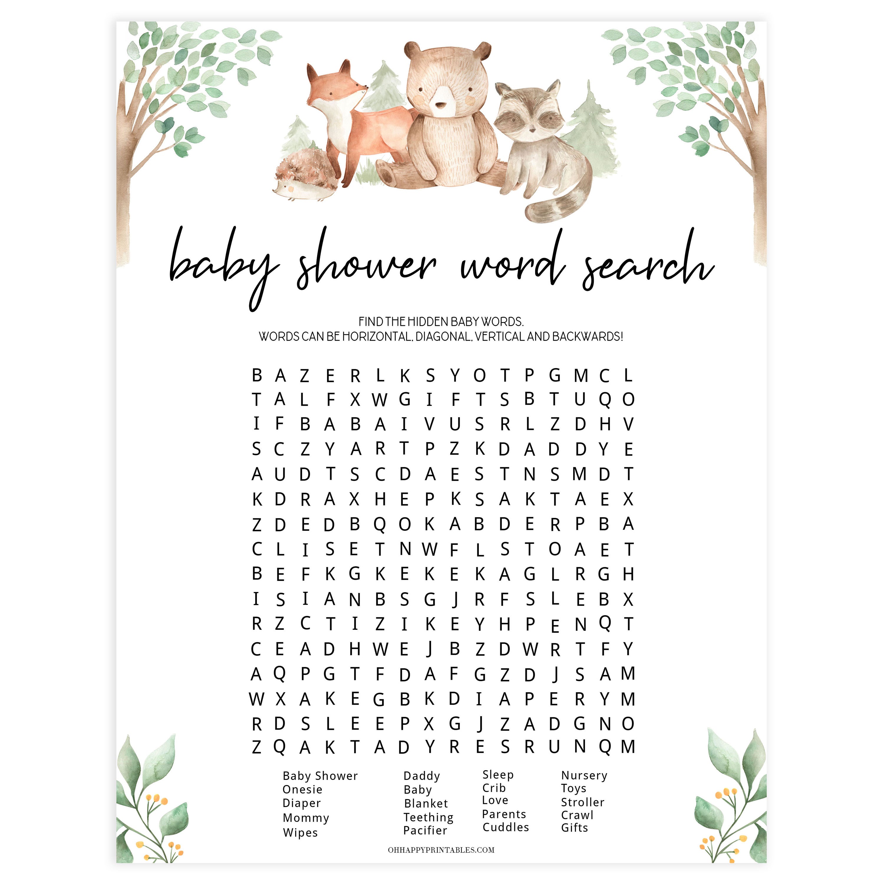 baby shower word search game, Printable baby shower games, woodland animals baby games, baby shower games, fun baby shower ideas, top baby shower ideas, woodland baby shower, baby shower games, fun woodland animals baby shower ideas