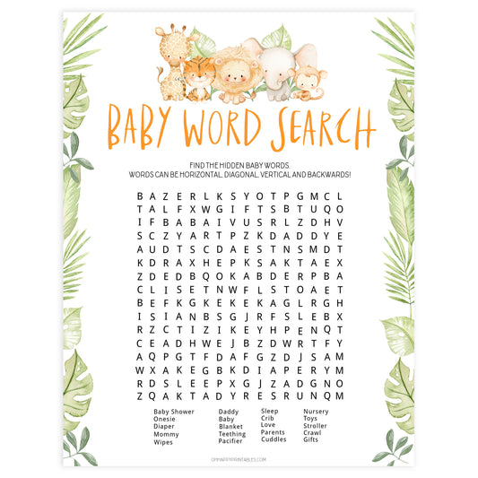 baby shower word search game, baby word search, Printable baby shower games, safari animals baby games, baby shower games, fun baby shower ideas, top baby shower ideas, safari animals baby shower, baby shower games, fun baby shower ideas