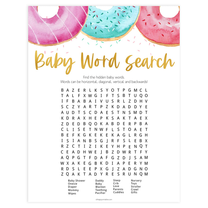 baby shower word search game,  Printable baby shower games, donut baby games, baby shower games, fun baby shower ideas, top baby shower ideas, donut sprinkles baby shower, baby shower games, fun donut baby shower ideas