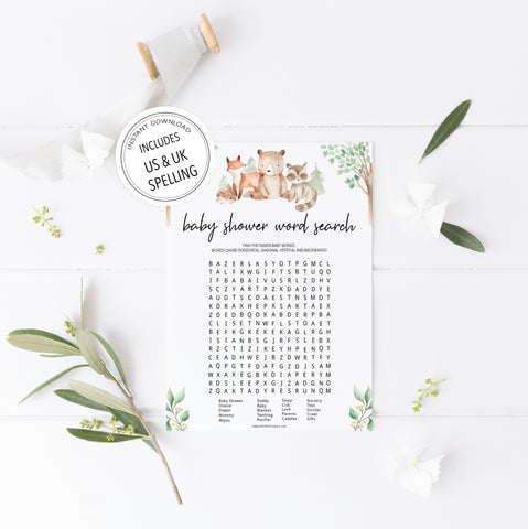 baby shower word search game, Printable baby shower games, woodland animals baby games, baby shower games, fun baby shower ideas, top baby shower ideas, woodland baby shower, baby shower games, fun woodland animals baby shower ideas