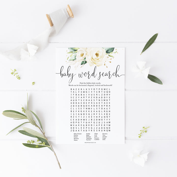 baby shower word search, baby word search game, Printable baby shower games, shite floral baby games, baby shower games, fun baby shower ideas, top baby shower ideas, floral baby shower, baby shower games, fun floral baby shower ideas