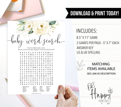 baby shower word search, baby word search game, Printable baby shower games, shite floral baby games, baby shower games, fun baby shower ideas, top baby shower ideas, floral baby shower, baby shower games, fun floral baby shower ideas