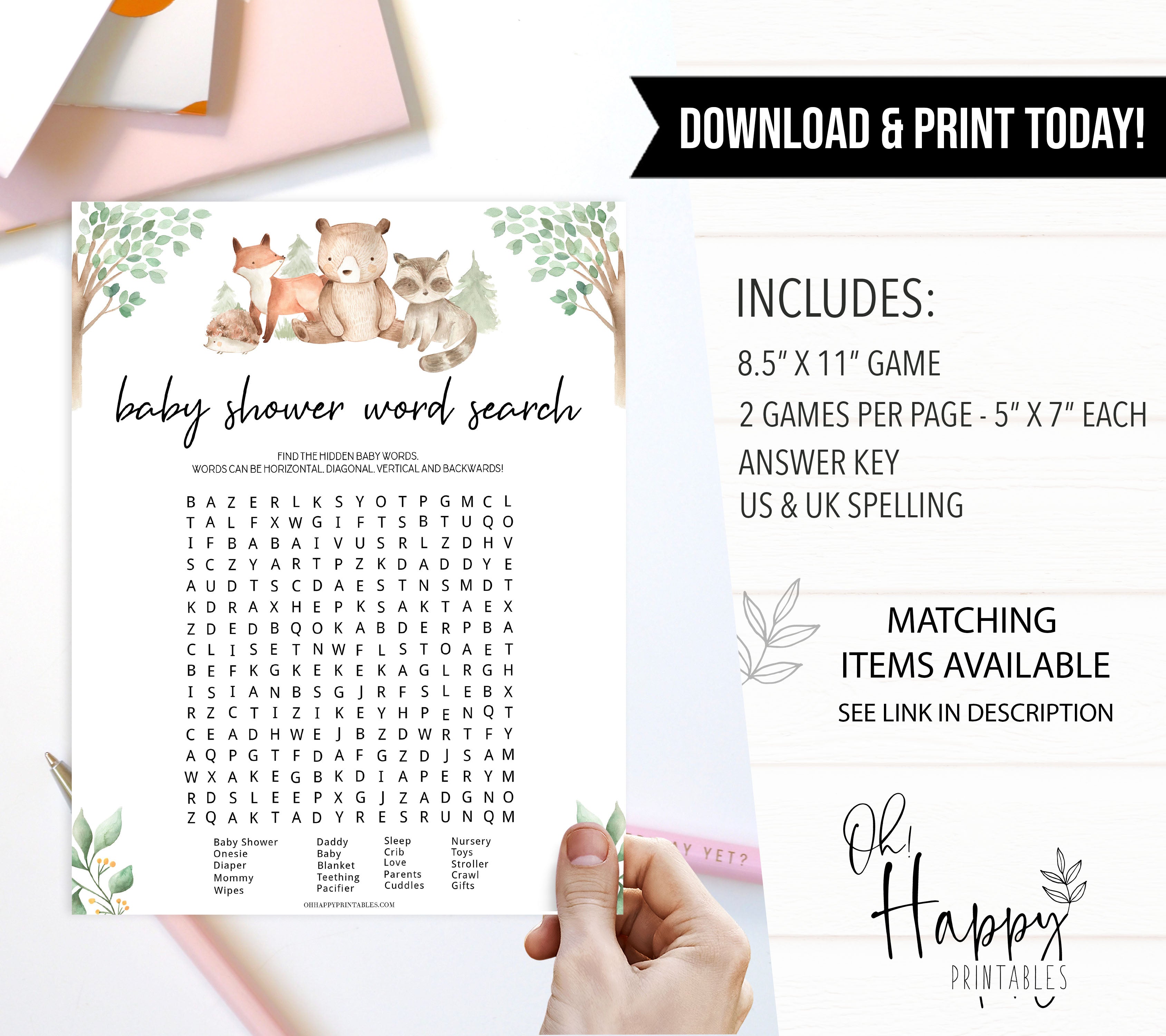 baby shower word search game, Printable baby shower games, woodland animals baby games, baby shower games, fun baby shower ideas, top baby shower ideas, woodland baby shower, baby shower games, fun woodland animals baby shower ideas