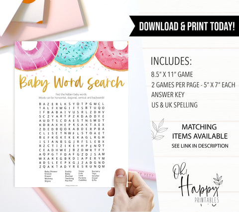 baby shower word search game,  Printable baby shower games, donut baby games, baby shower games, fun baby shower ideas, top baby shower ideas, donut sprinkles baby shower, baby shower games, fun donut baby shower ideas