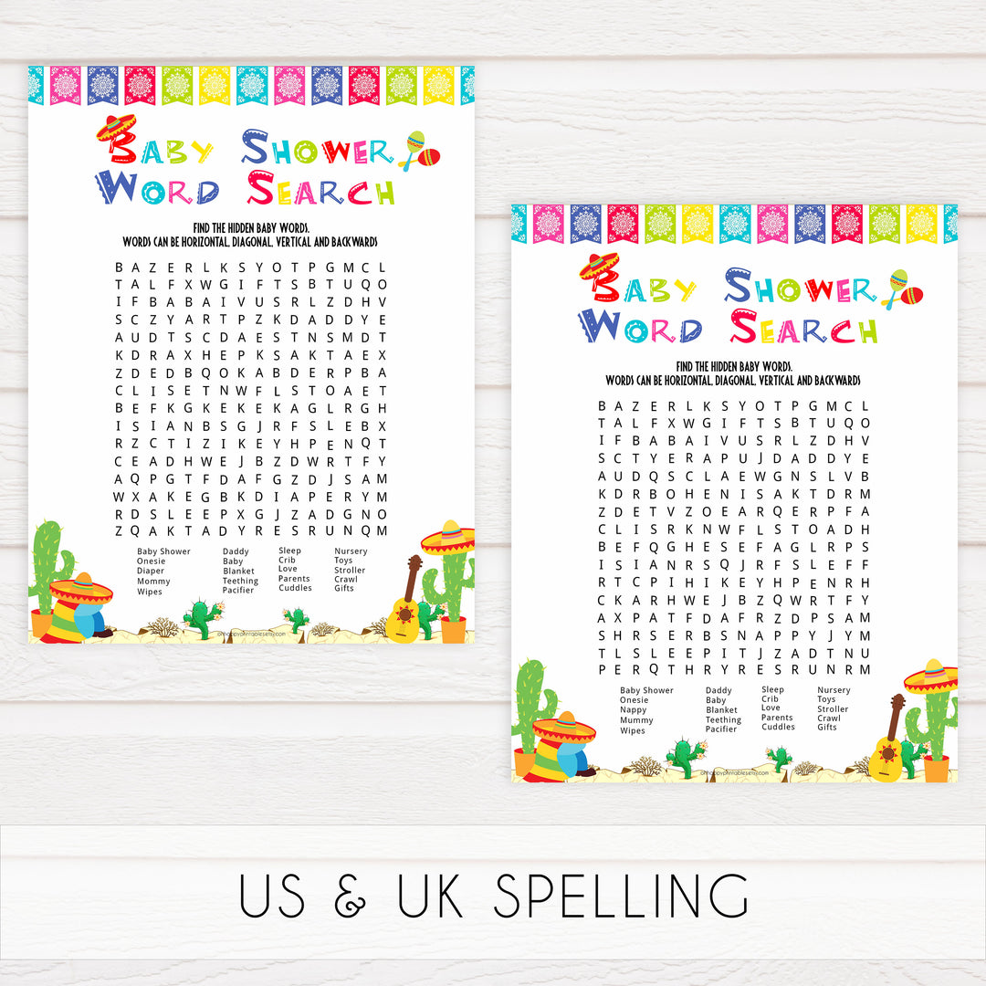 baby shower word search game, Printable baby shower games, Mexican fiesta fun baby games, baby shower games, fun baby shower ideas, top baby shower ideas, fiesta shower baby shower, fiesta baby shower ideas