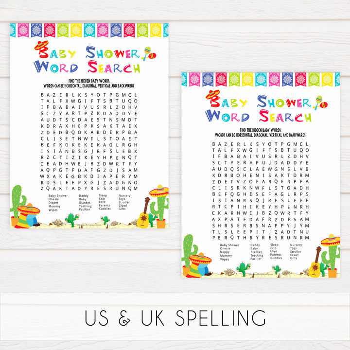 baby shower word search game, Printable baby shower games, Mexican fiesta fun baby games, baby shower games, fun baby shower ideas, top baby shower ideas, fiesta shower baby shower, fiesta baby shower ideas