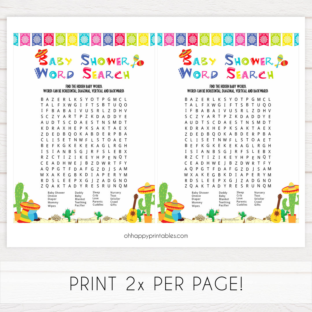 baby shower word search game, Printable baby shower games, Mexican fiesta fun baby games, baby shower games, fun baby shower ideas, top baby shower ideas, fiesta shower baby shower, fiesta baby shower ideas