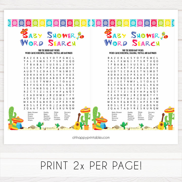 baby shower word search game, Printable baby shower games, Mexican fiesta fun baby games, baby shower games, fun baby shower ideas, top baby shower ideas, fiesta shower baby shower, fiesta baby shower ideas