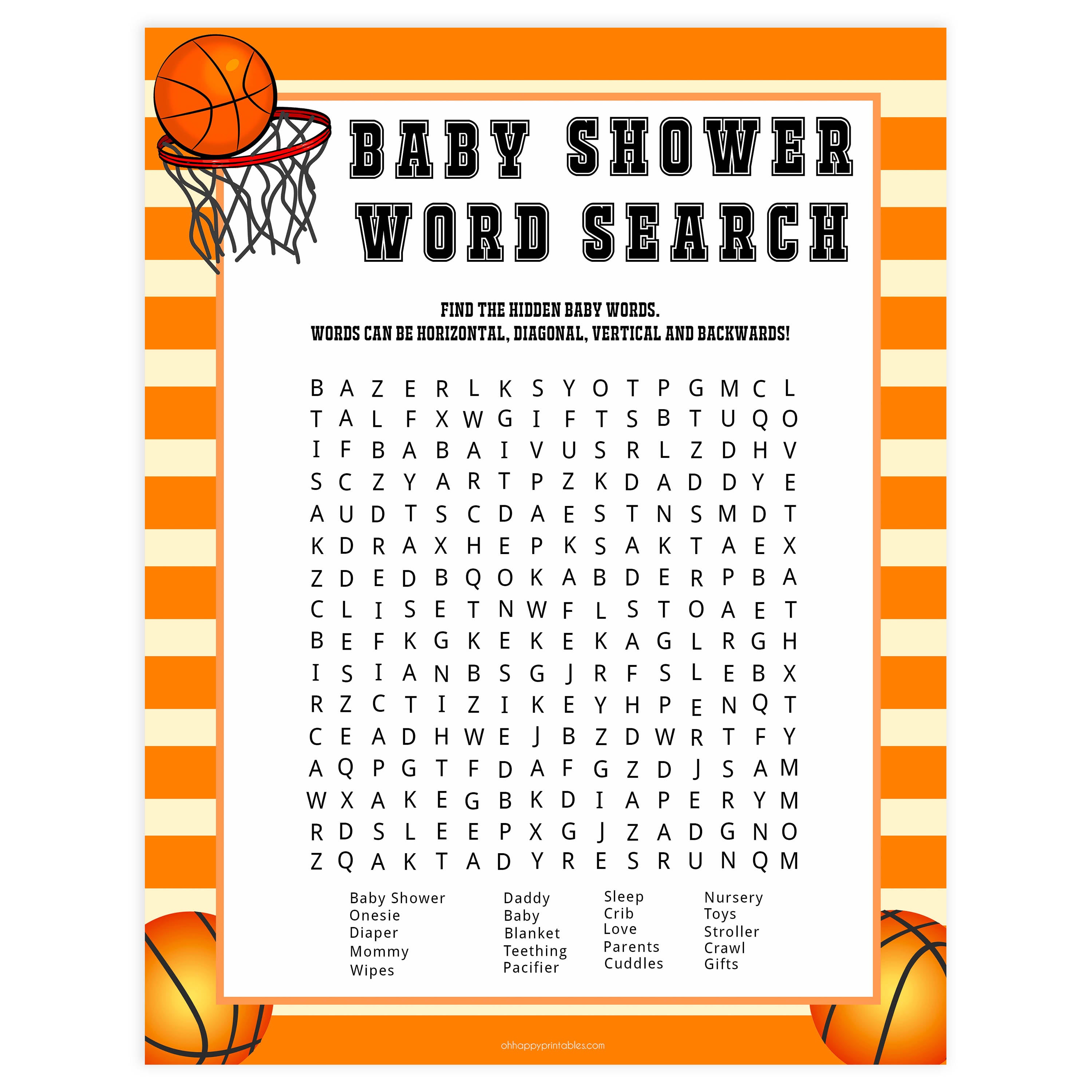 baby shower word search, baby word search game, Printable baby shower games, basketball fun baby games, baby shower games, fun baby shower ideas, top baby shower ideas, basketball baby shower, basketball baby shower ideas