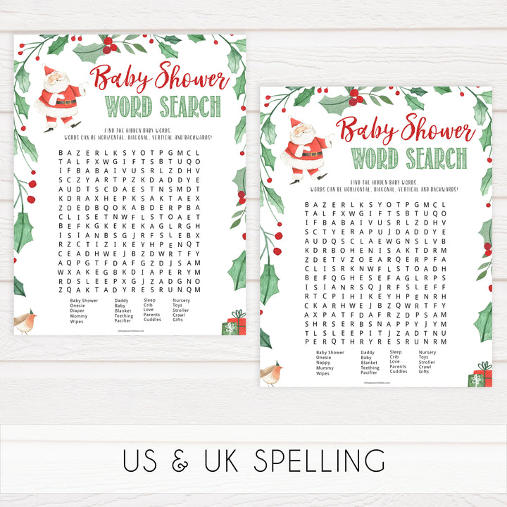Christmas baby shower games, Baby Shower Word Search, festive baby shower games, best baby shower games, top 10 baby games, baby shower ideas, baby shower games