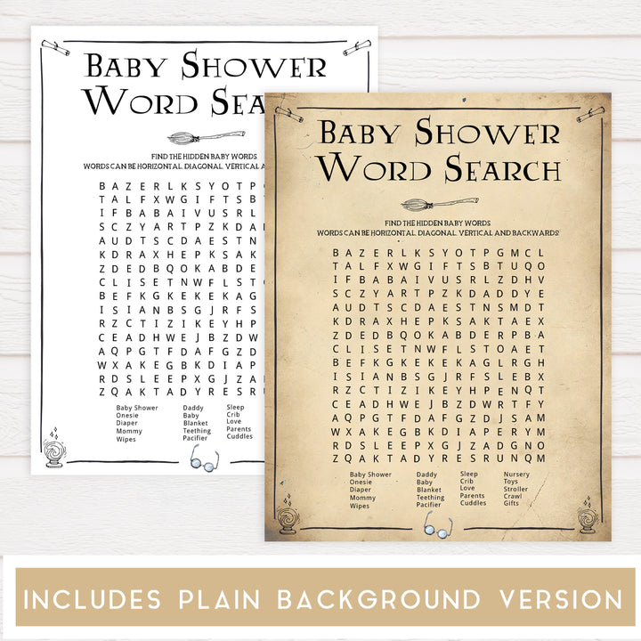 Baby Shower Word Search Game, Wizard baby shower games, printable baby shower games, Harry Potter baby games, Harry Potter baby shower, fun baby shower games,  fun baby ideas