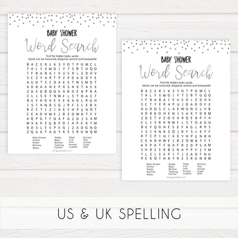 baby word search, baby shower word search game, Printable baby shower games, baby silver glitter fun baby games, baby shower games, fun baby shower ideas, top baby shower ideas, silver glitter shower baby shower, friends baby shower ideas