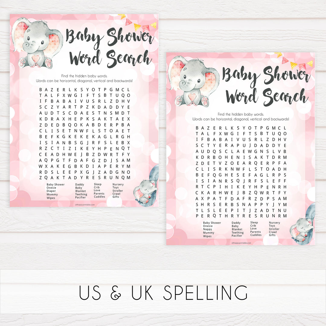 baby word search game, Printable baby shower games, fun abby games, baby shower games, fun baby shower ideas, top baby shower ideas, pink elephant baby shower, pink baby shower ideas
