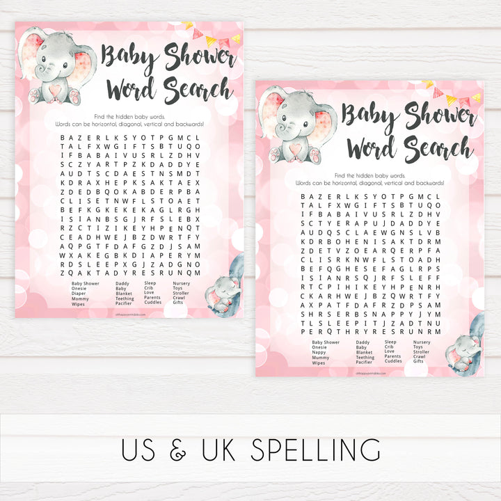 baby word search game, Printable baby shower games, fun abby games, baby shower games, fun baby shower ideas, top baby shower ideas, pink elephant baby shower, pink baby shower ideas