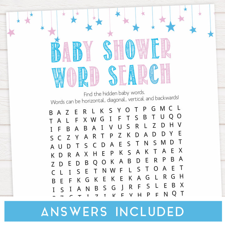 Gender reveal baby games, baby shower word search, baby word search, printable baby shower games, fun baby games, top baby games, best baby games, baby shower games