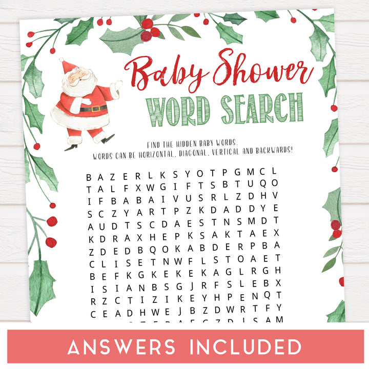 Christmas baby shower games, Baby Shower Word Search, festive baby shower games, best baby shower games, top 10 baby games, baby shower ideas, baby shower games