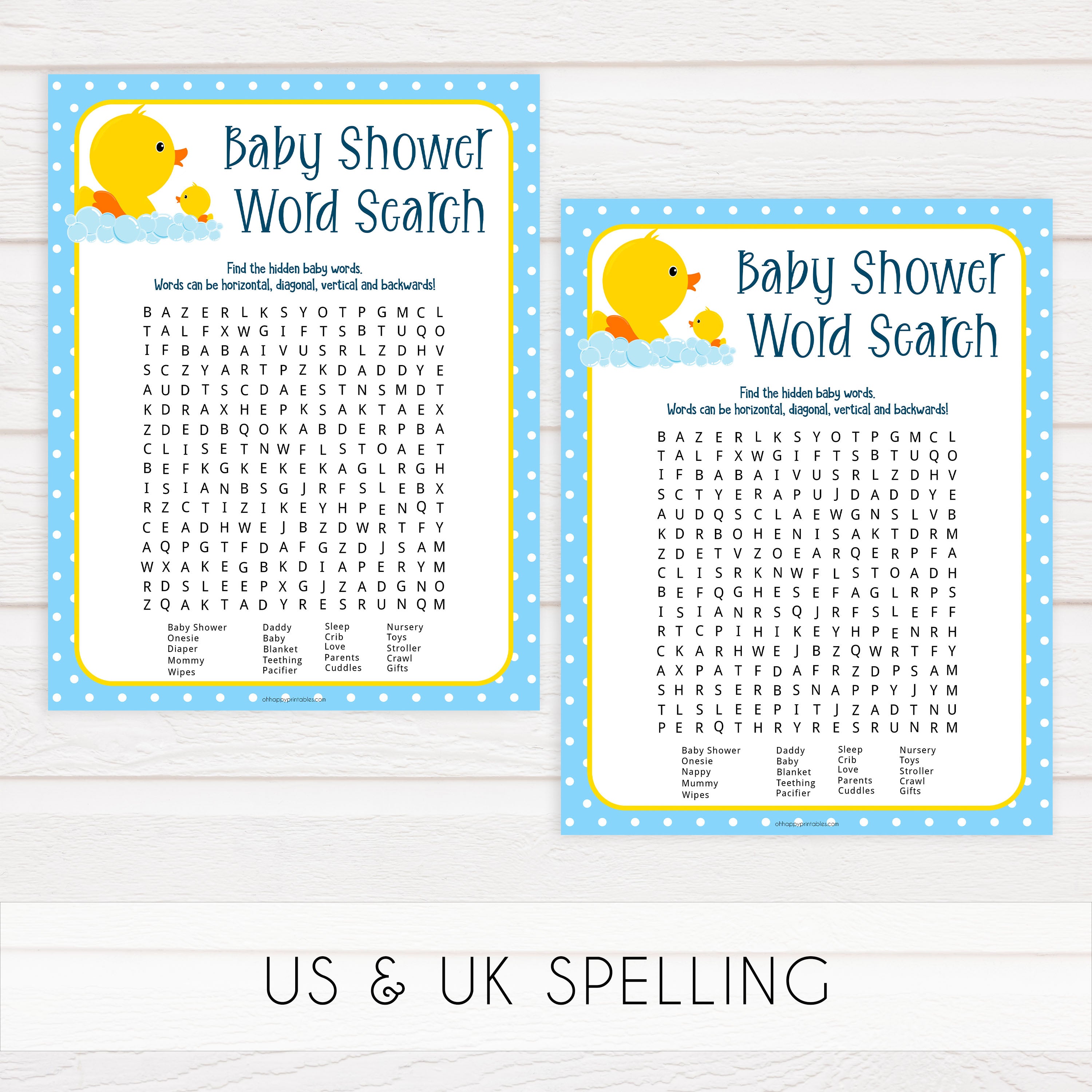 rubber ducky baby shower games, printable baby shower games, baby shower word search, baby word search game, fun baby games, top baby games