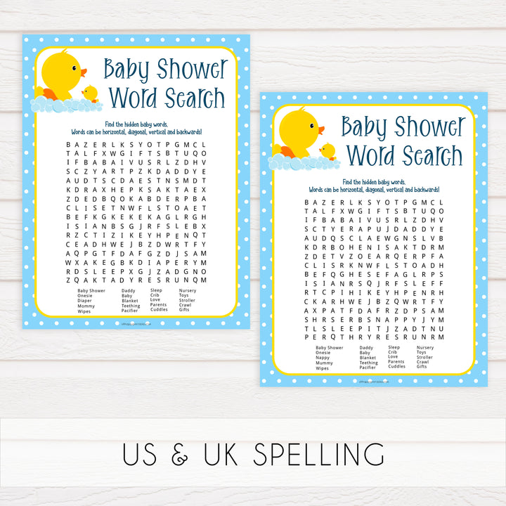 rubber ducky baby shower games, printable baby shower games, baby shower word search, baby word search game, fun baby games, top baby games