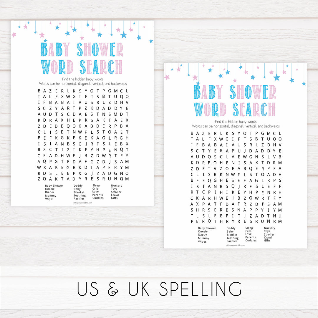 Gender reveal baby games, baby shower word search, baby word search, printable baby shower games, fun baby games, top baby games, best baby games, baby shower games