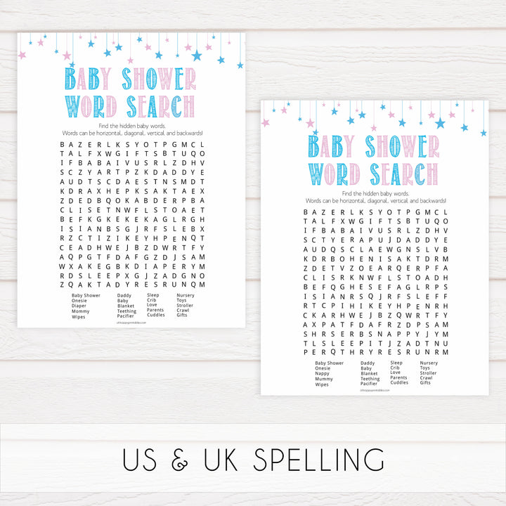 Gender reveal baby games, baby shower word search, baby word search, printable baby shower games, fun baby games, top baby games, best baby games, baby shower games