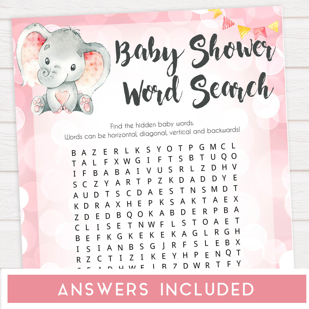 baby word search game, Printable baby shower games, fun abby games, baby shower games, fun baby shower ideas, top baby shower ideas, pink elephant baby shower, pink baby shower ideas
